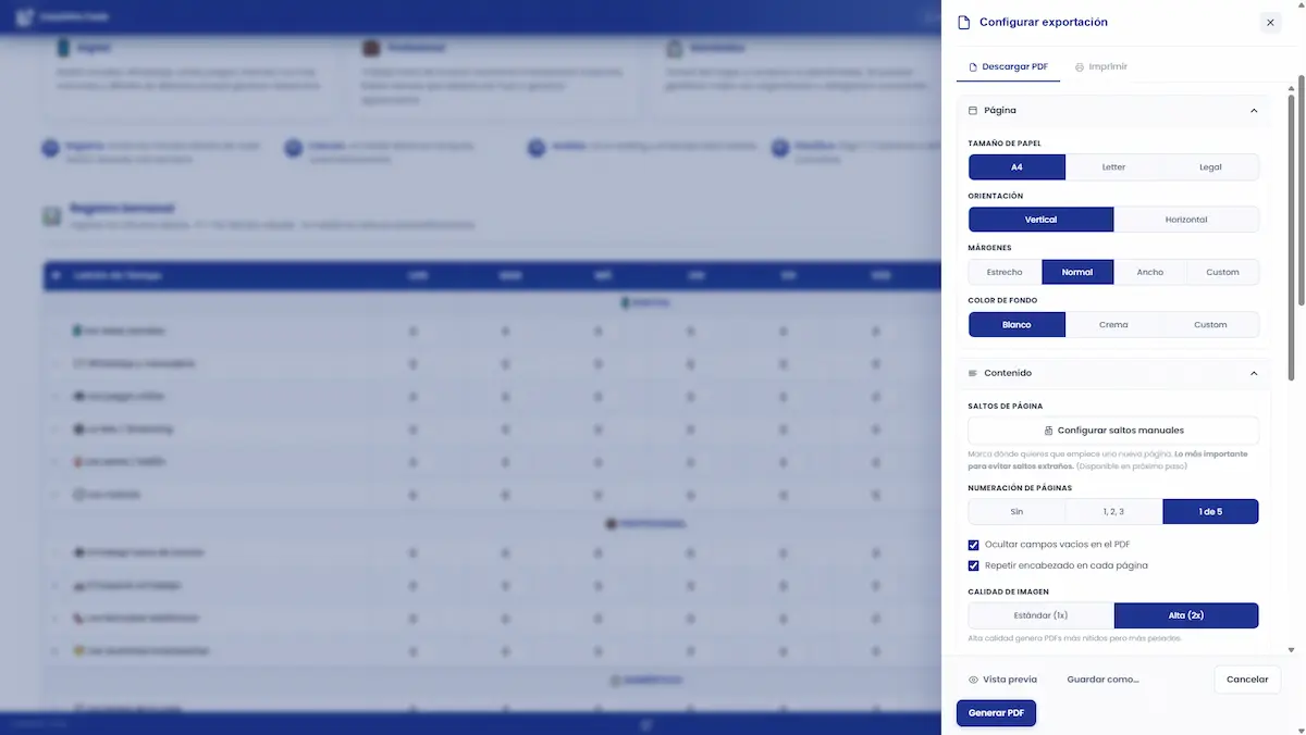 Entrega un PDF profesional con tu marca y logo