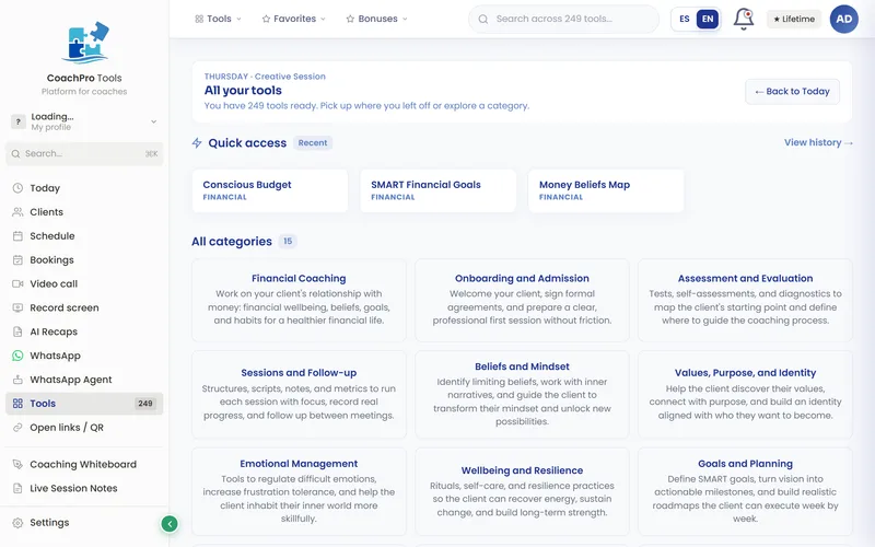 Catalog of 249 tools in 15 categories