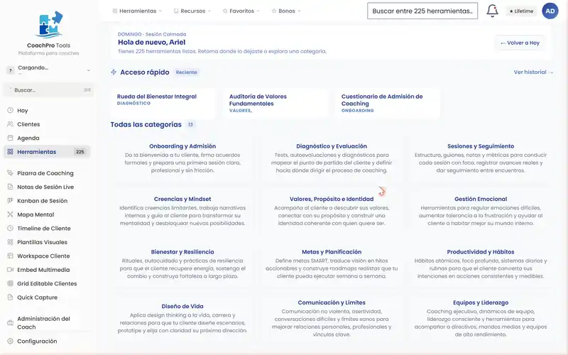 Catálogo de 225 herramientas en 13 categorías