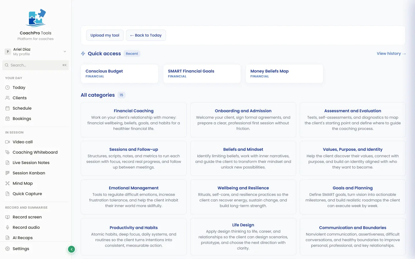 Catalog of 251 tools in 15 categories