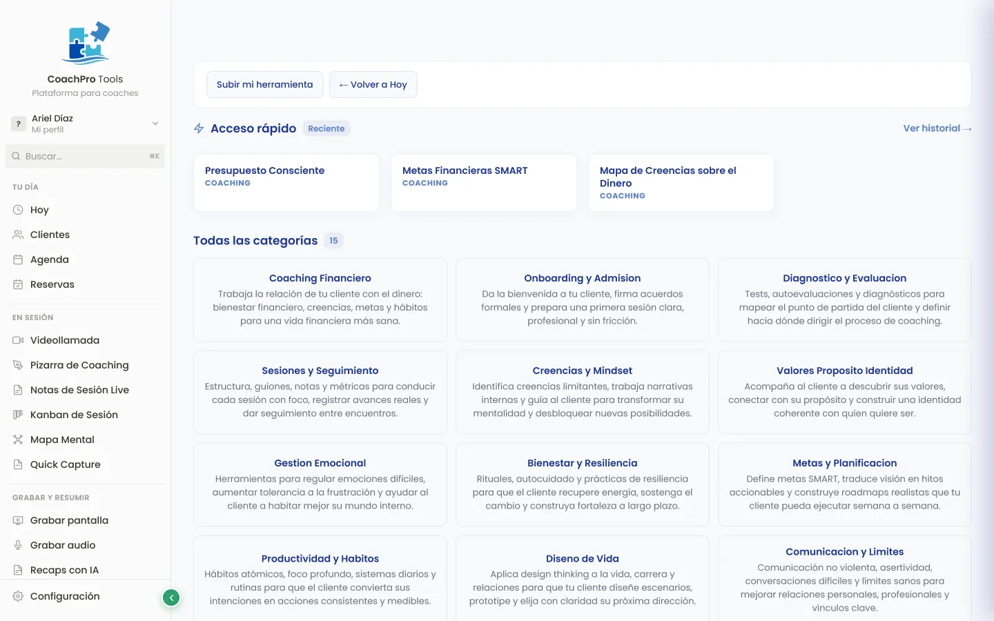 Catálogo de 251 herramientas en 15 categorías