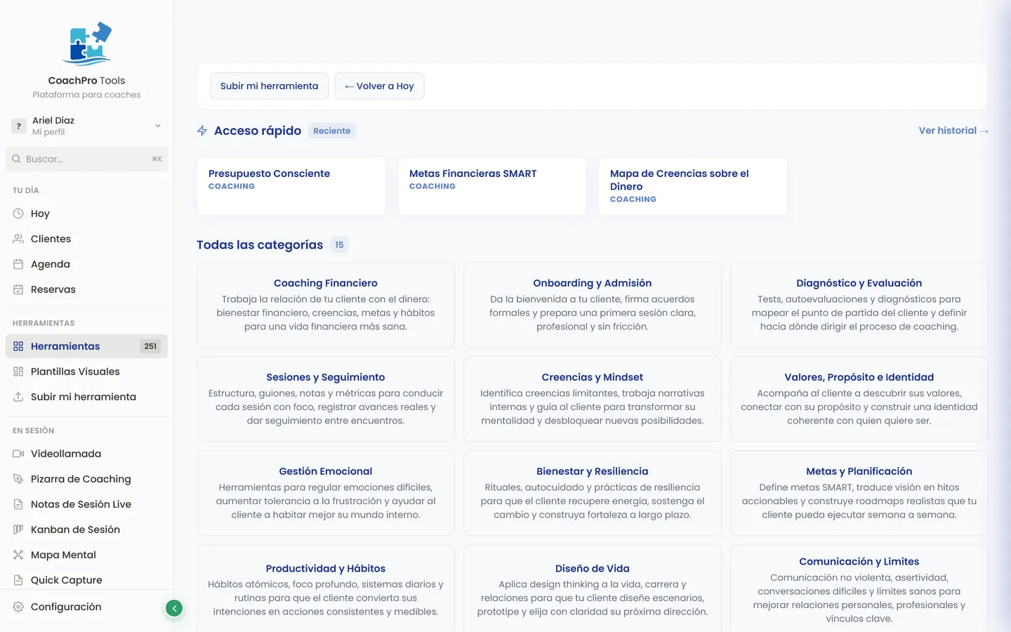 Catálogo de +295 herramientas de coaching en 16 categorías