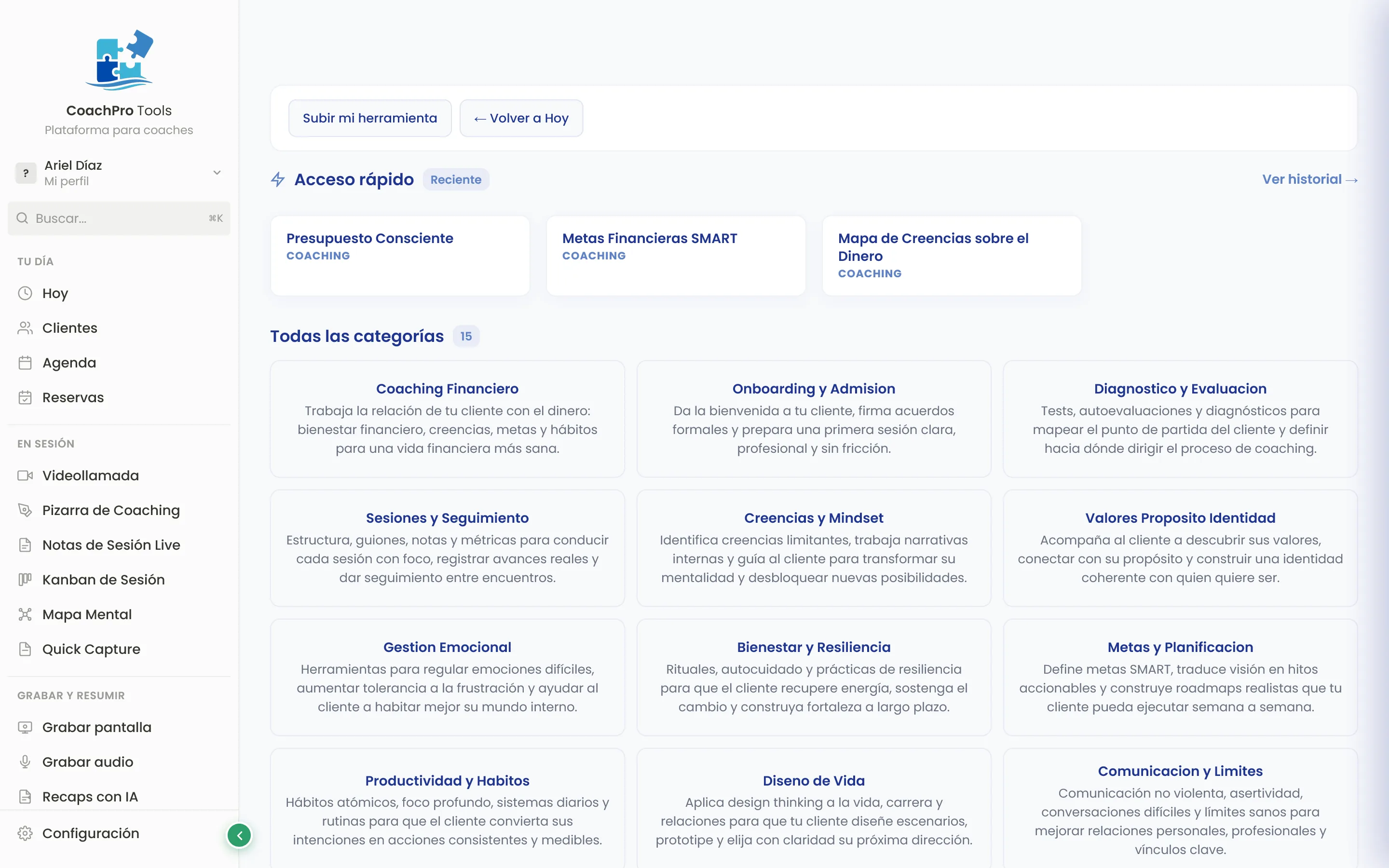 Catálogo de +251 herramientas de coaching en 15 categorías