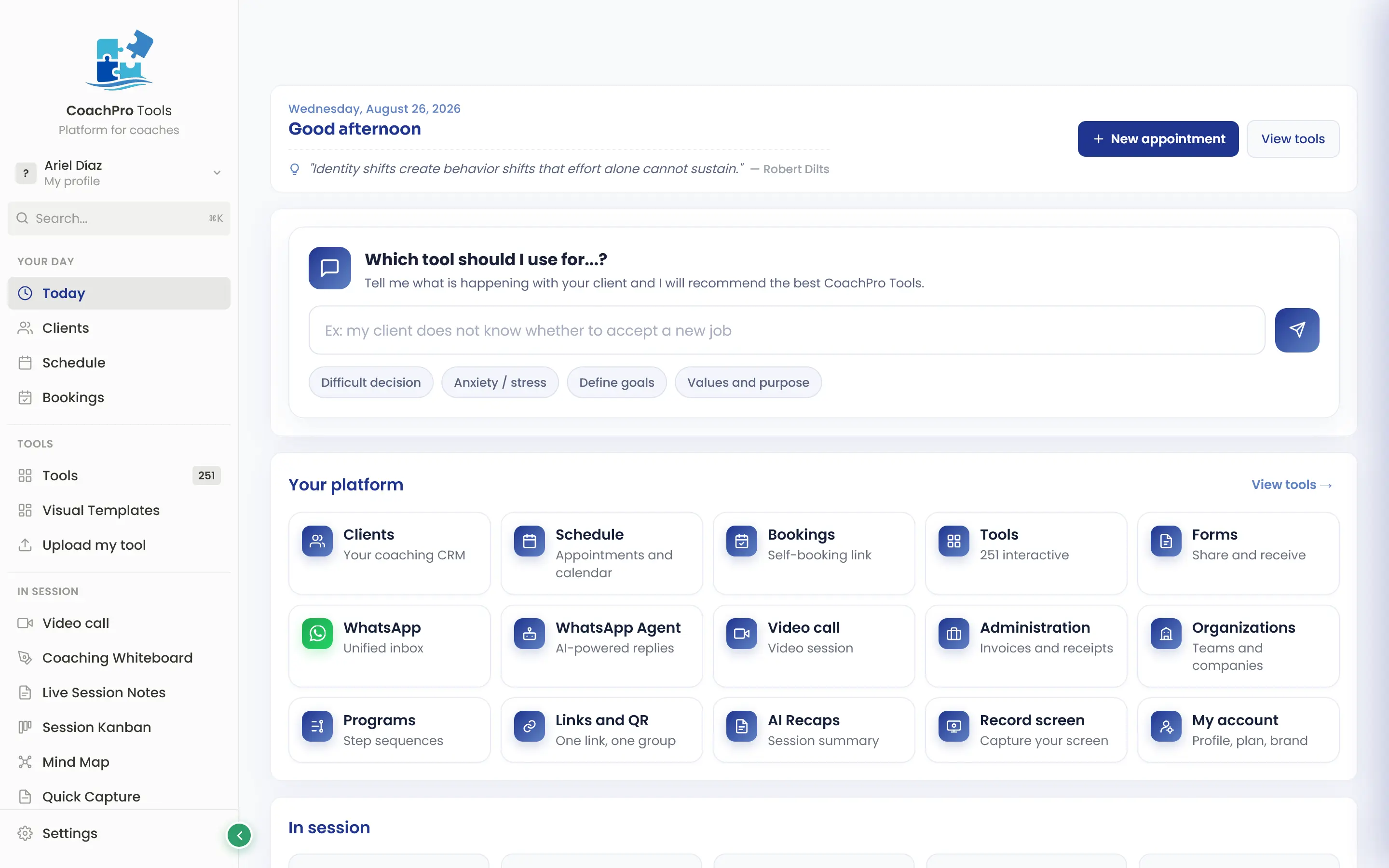 CoachPro tool recommender