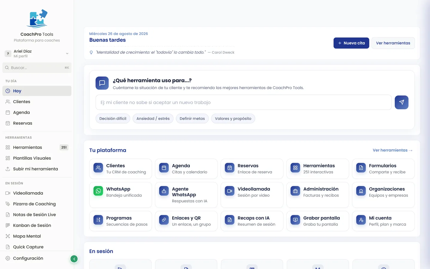 Recomendador de herramientas de CoachPro