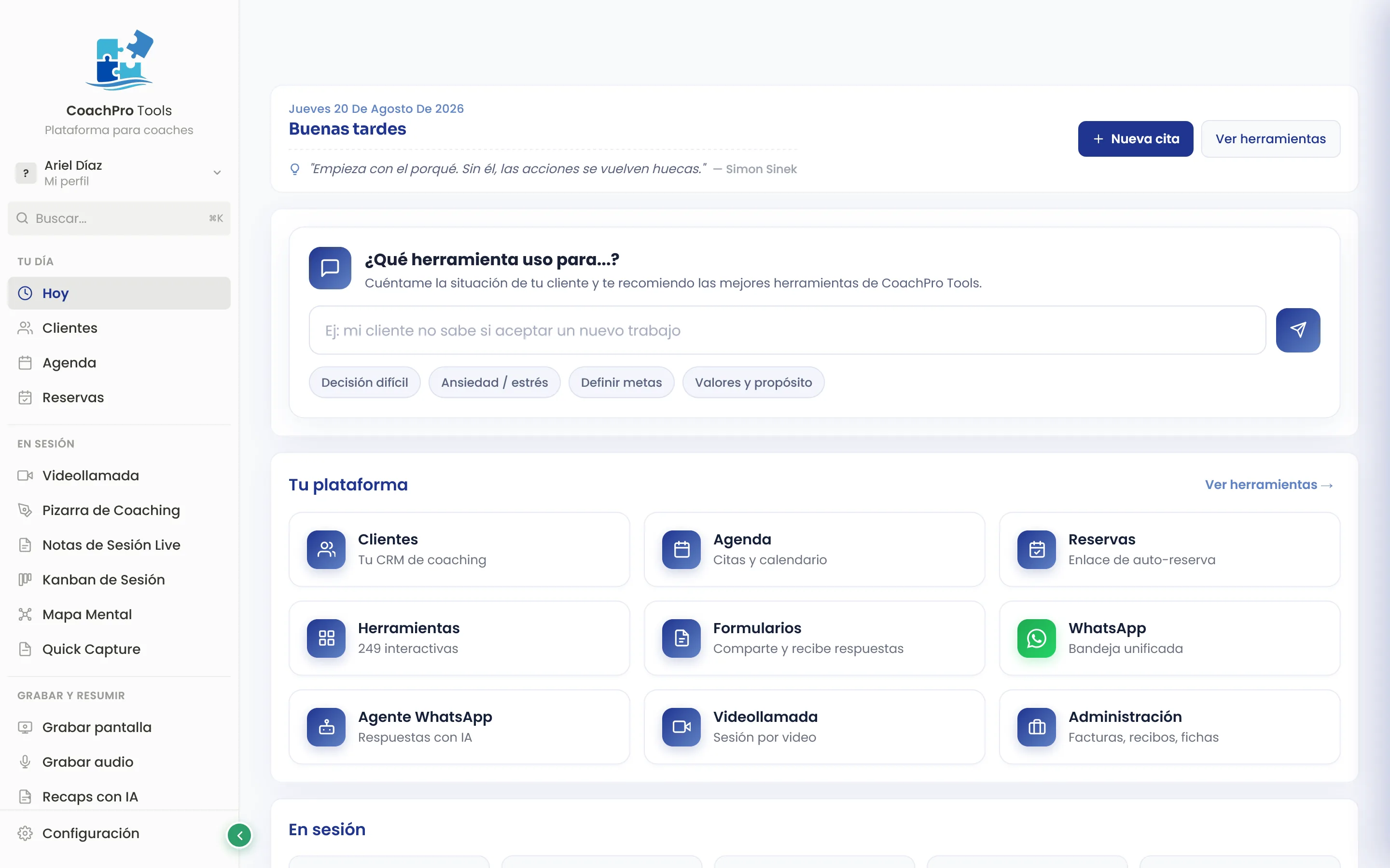 Recomendador de herramientas de CoachPro