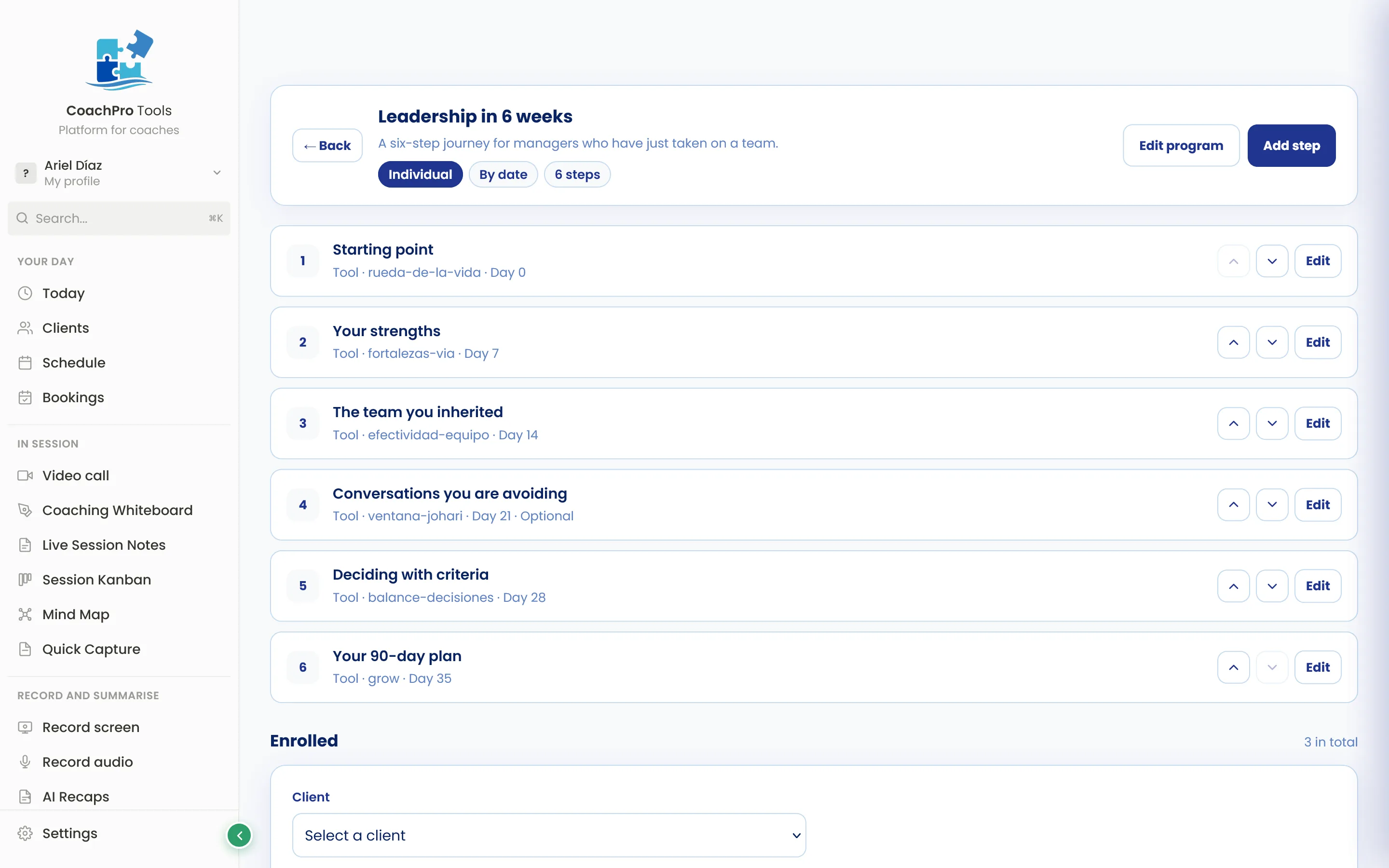 Step-by-step programmes with date-based unlocking