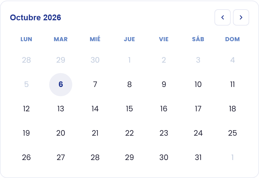 Calendario de selección del día.