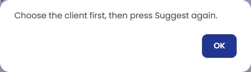 If you use Suggest without selecting a client