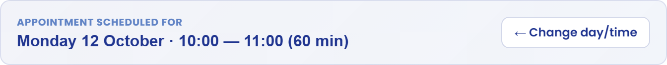 Date and time of an opened appointment.