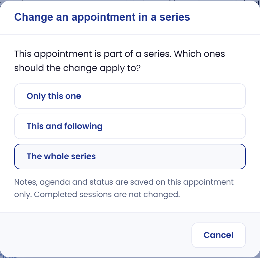 If the appointment belongs to a series