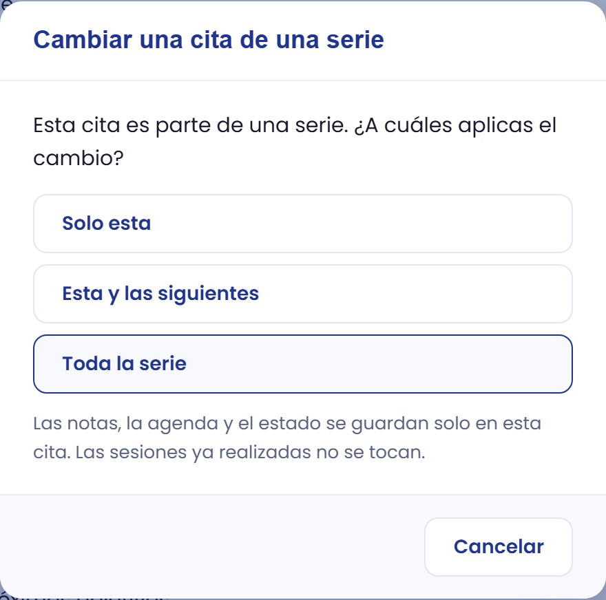 Si la cita pertenece a una serie