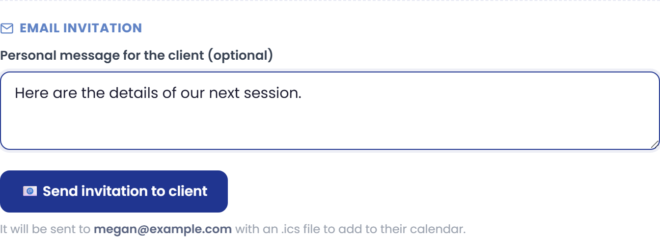 Optional message, recipient email and send button.