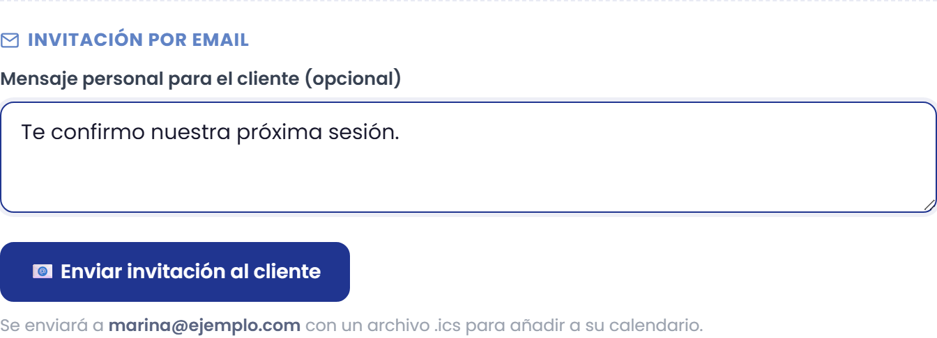 Mensaje opcional, correo destinatario y envío.