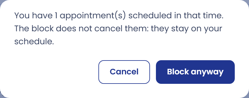 If appointments already fall within the block