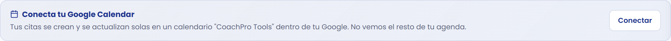 Acceso a la conexión de Google Calendar.