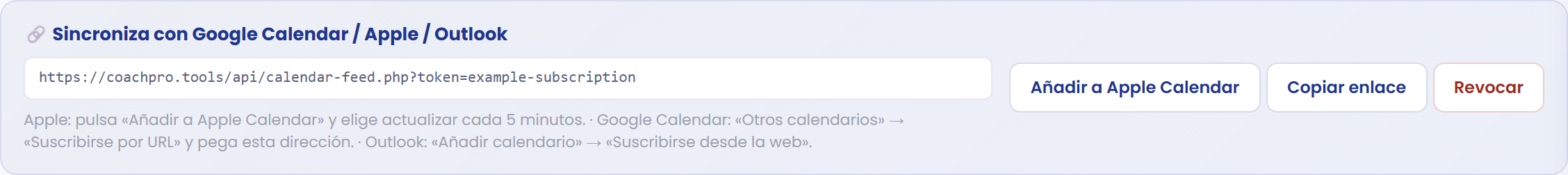 Copia el enlace o añádelo a Apple Calendar