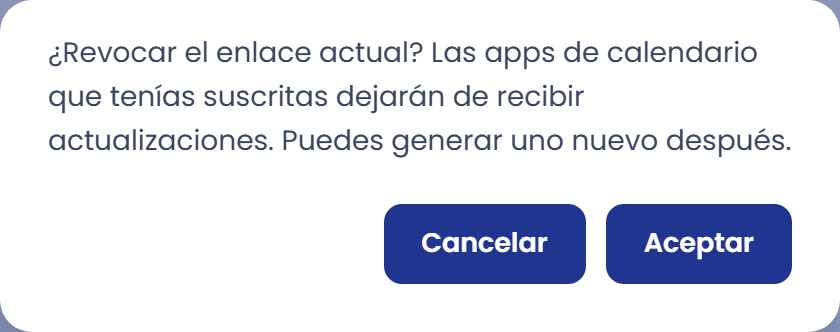 Confirmación para revocar el enlace.