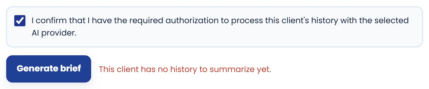 If the client has no history