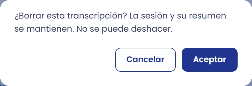 Para borrar la transcripción