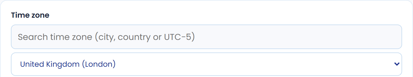 Choose the reference time zone for your availability.