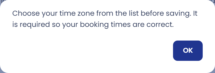 If you have not chosen a time zone