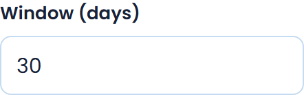 Booking window: 30 days in this example.