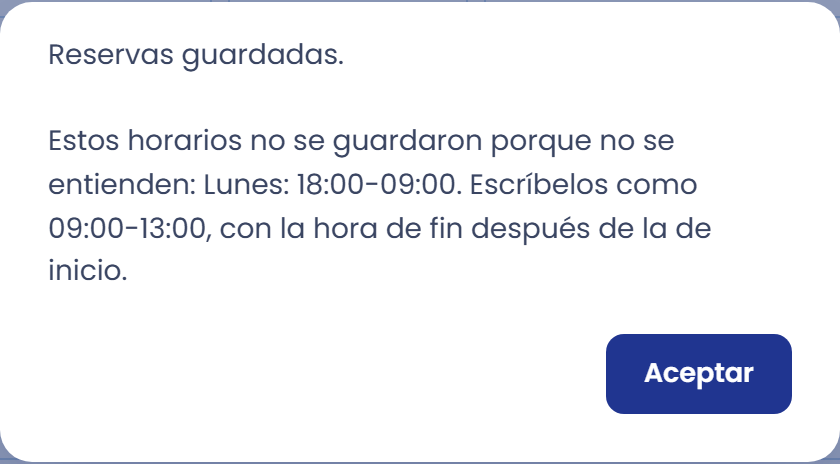 Si un horario no se puede guardar
