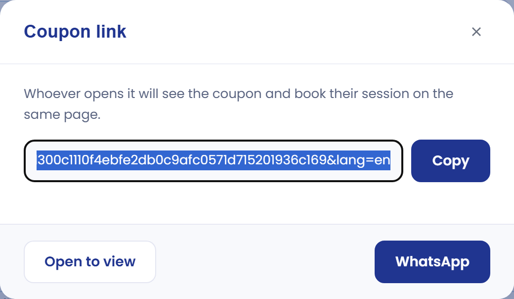 The generated coupon link.
