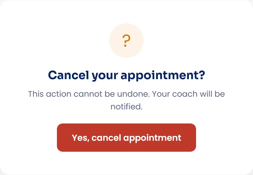 Appointment cancellation confirmation.