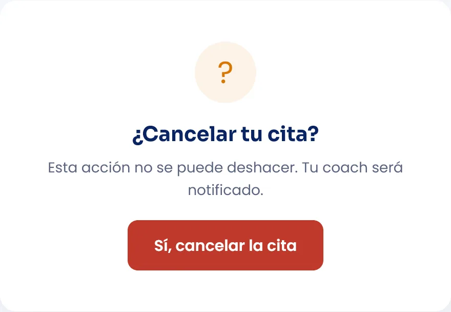 Confirmación de cancelación de la cita.