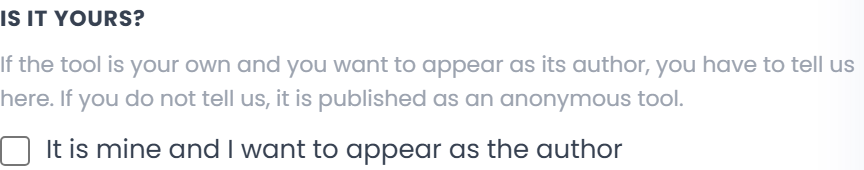 Checkbox to request an author credit.