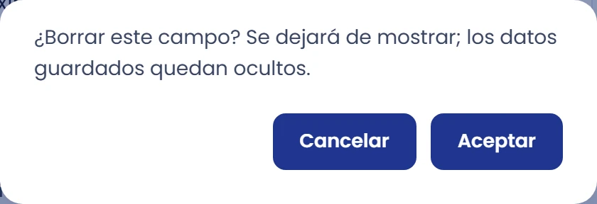 Elimina un campo y cierra el gestor