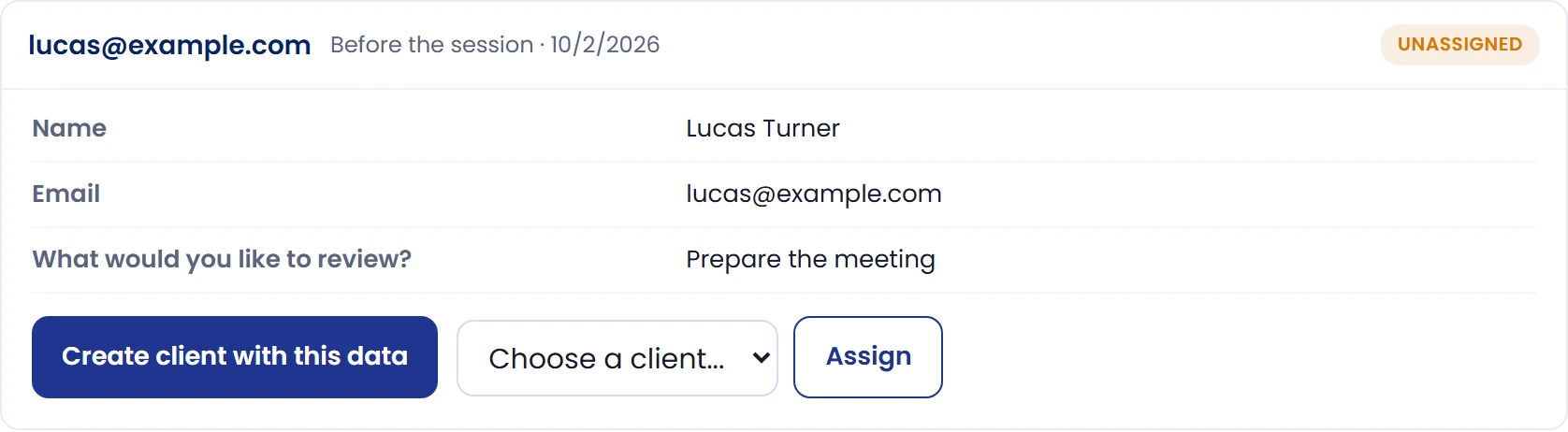 Assign to an existing record