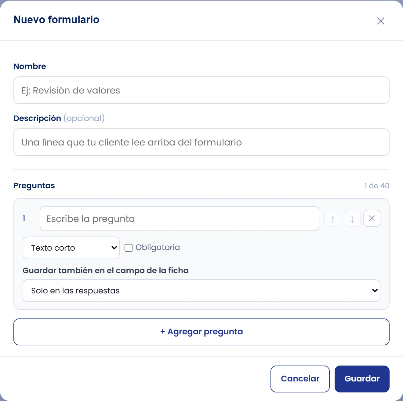 Crea el formulario propio