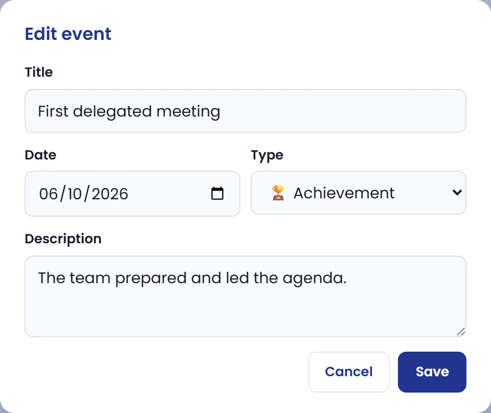 Correct an event