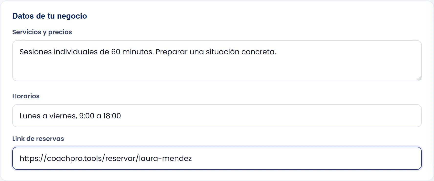 Completa el contexto y el enlace de reservas