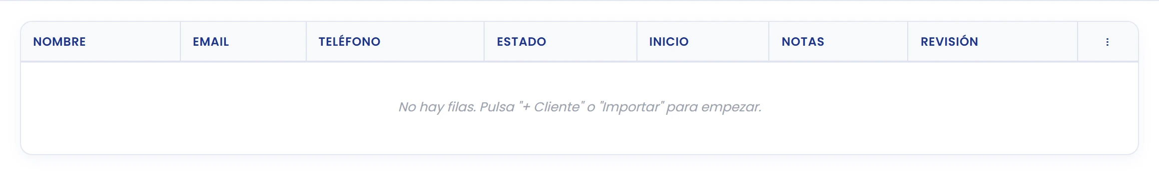 Si no aparecen filas