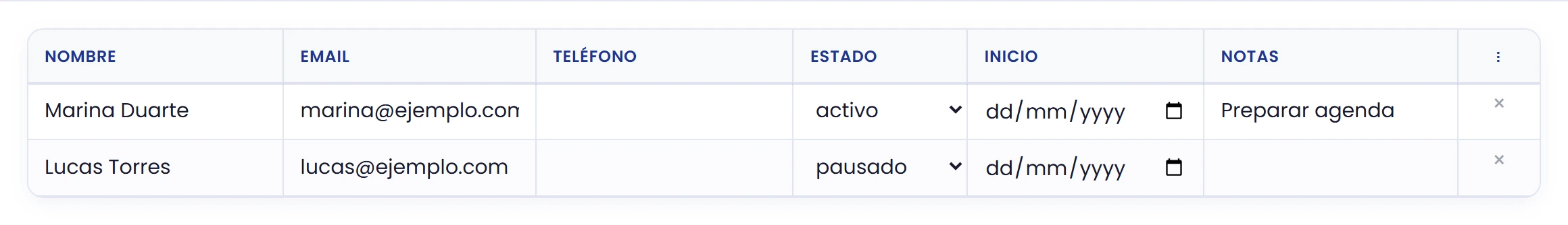 Importa los clientes disponibles