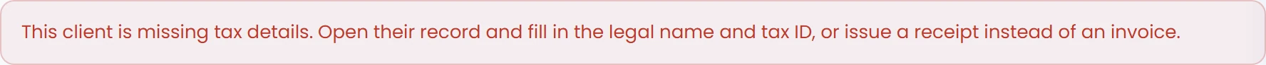 If client billing details are missing