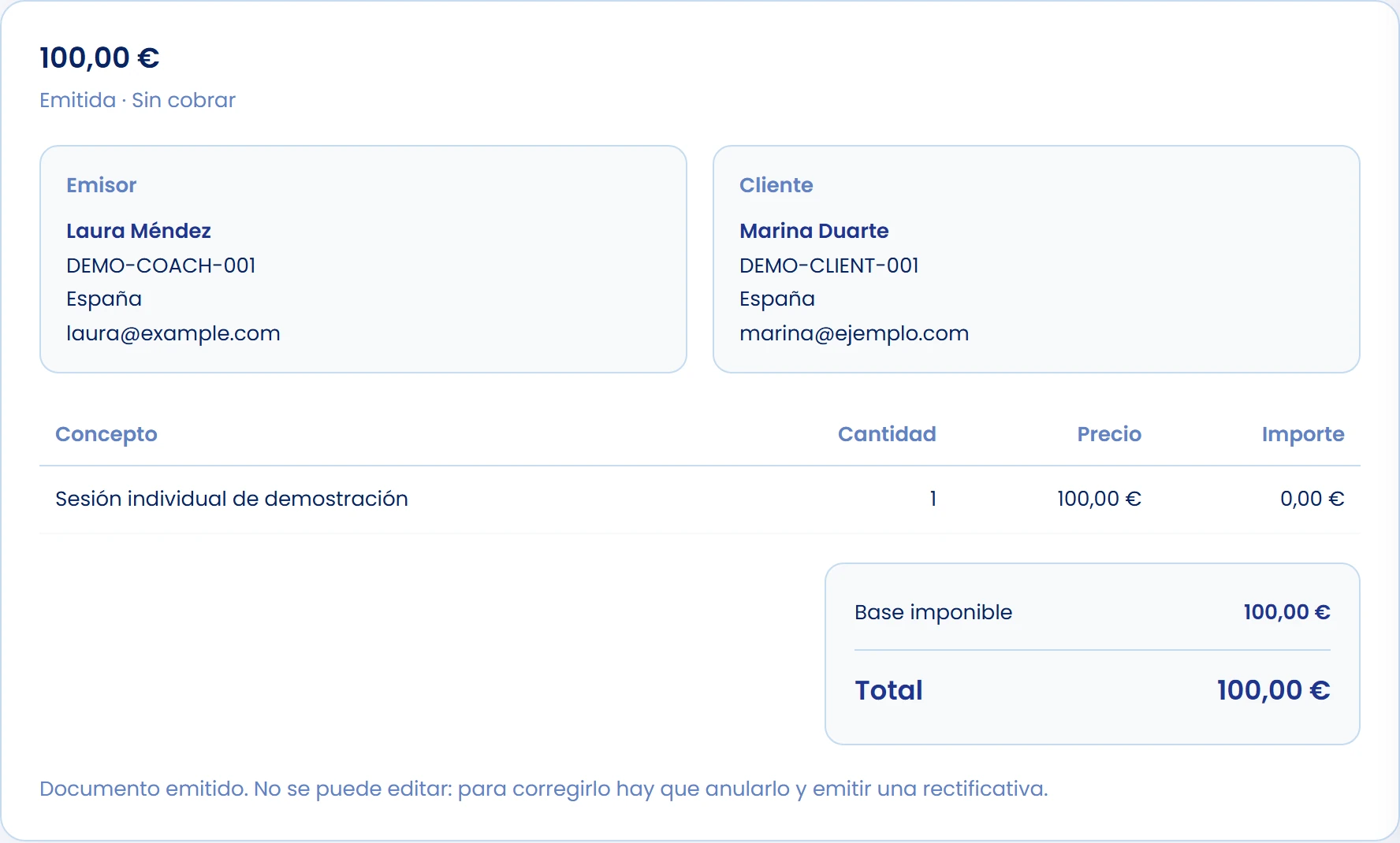 Comprueba el documento emitido