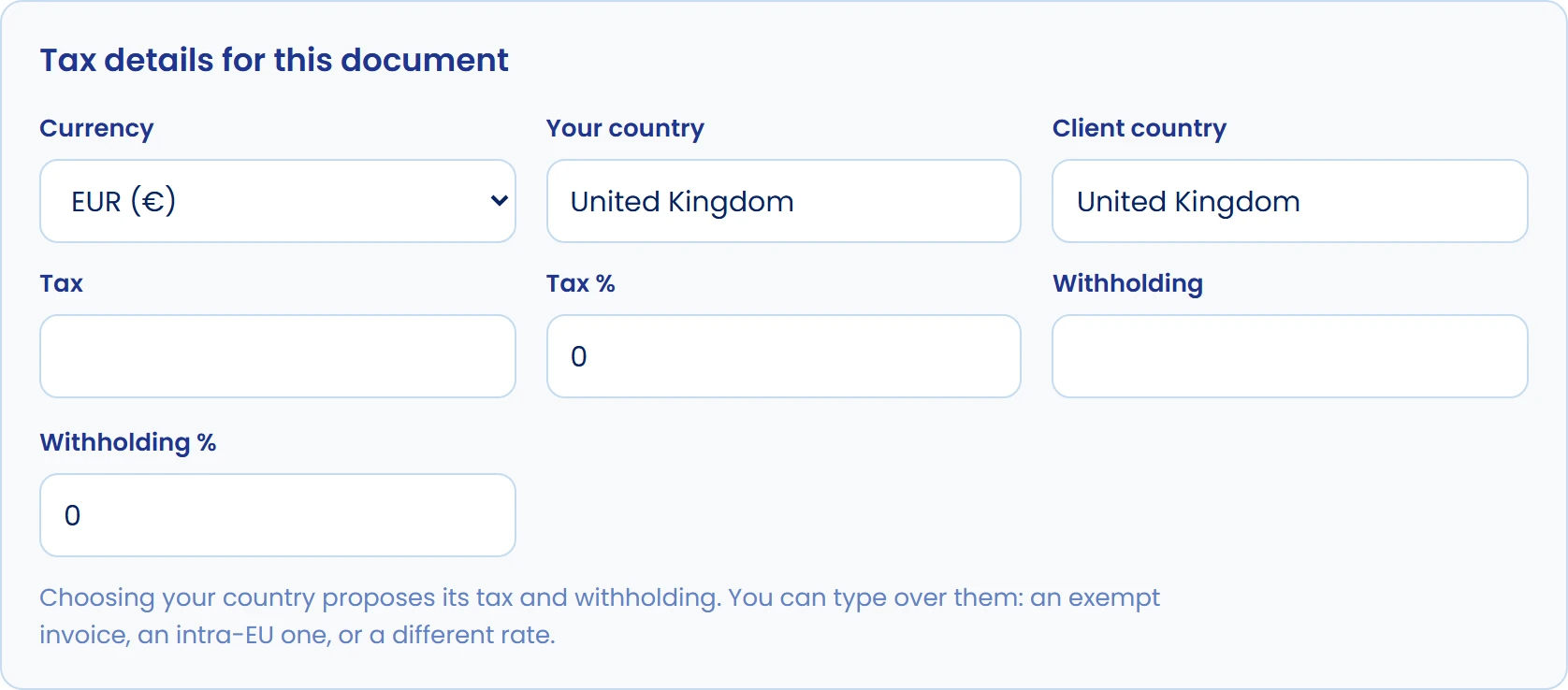 Review currency and document details