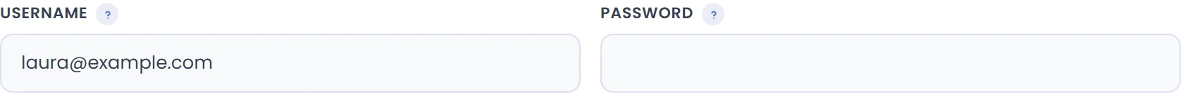 Complete username and password