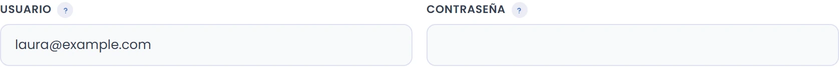 Completa usuario y contraseña