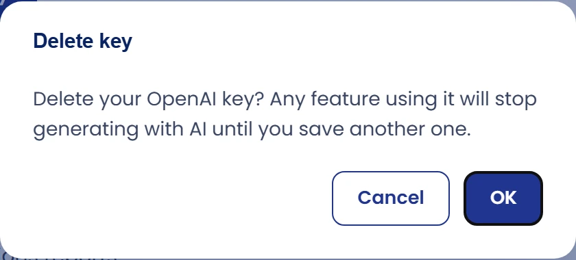 Review features before deleting a key