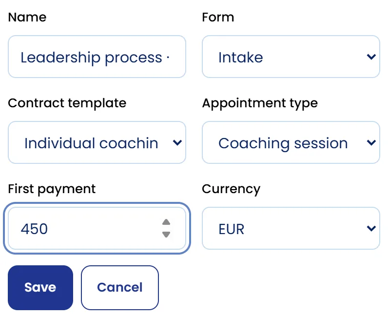 New proposal form with all six fields completed.