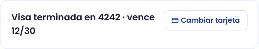 Revisa el método de pago mostrado