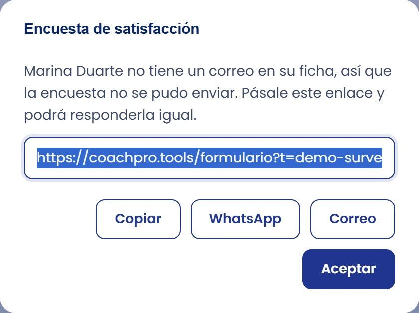 Si el cliente no tiene correo