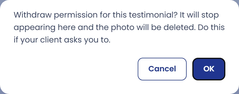 Read the withdrawal confirmation