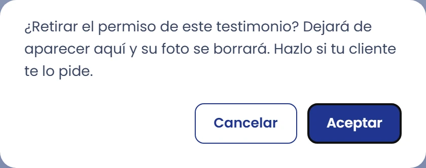 Lee la confirmación de retirada